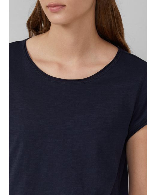 S.oliver Blue T-Shirt mit Rollkanten und Flammgarnstruktur