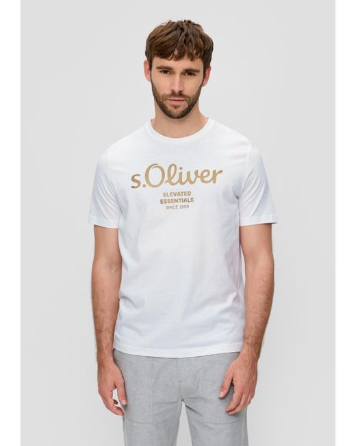 S.oliver T-Shirt aus Baumwolle mit Label-Print in White für Herren