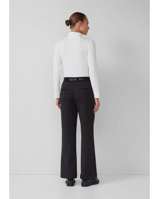 S.oliver White Wide-Leg-Hose aus Scuba mit Logo-Gummibund