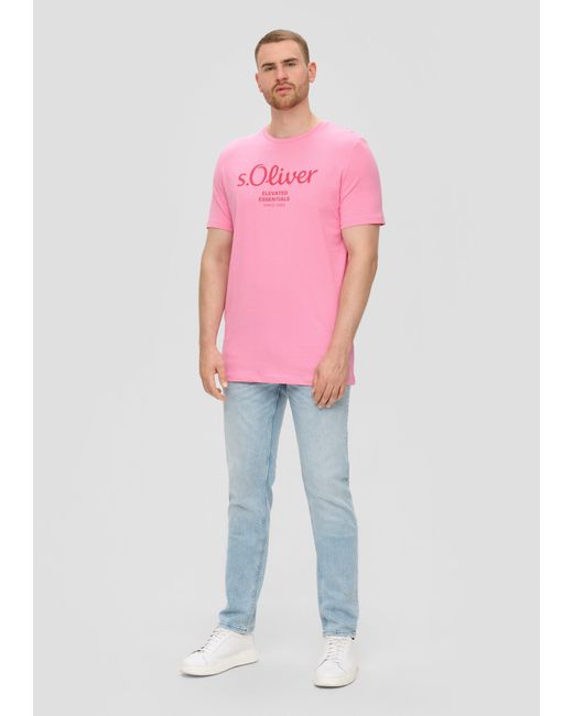 S.oliver T-Shirt aus Baumwolle mit Logo-Print in Pink für Herren