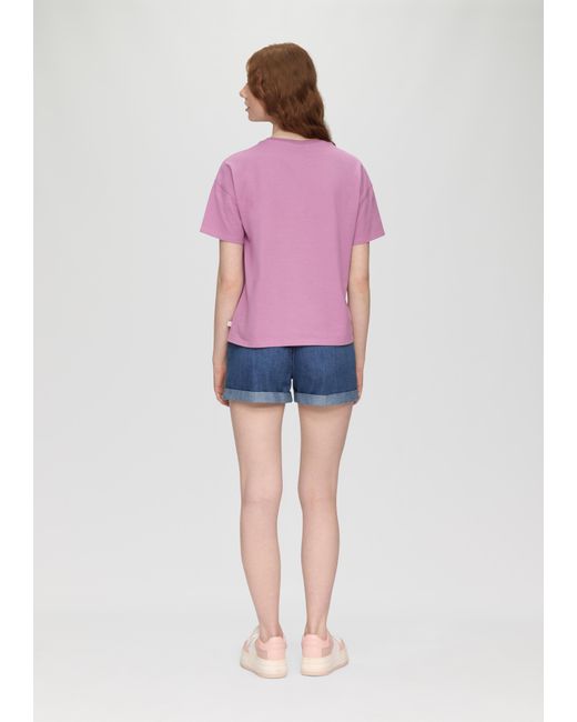 QS Pink Baumwoll-T-Shirt im Loose Fit mit Artwork-Print