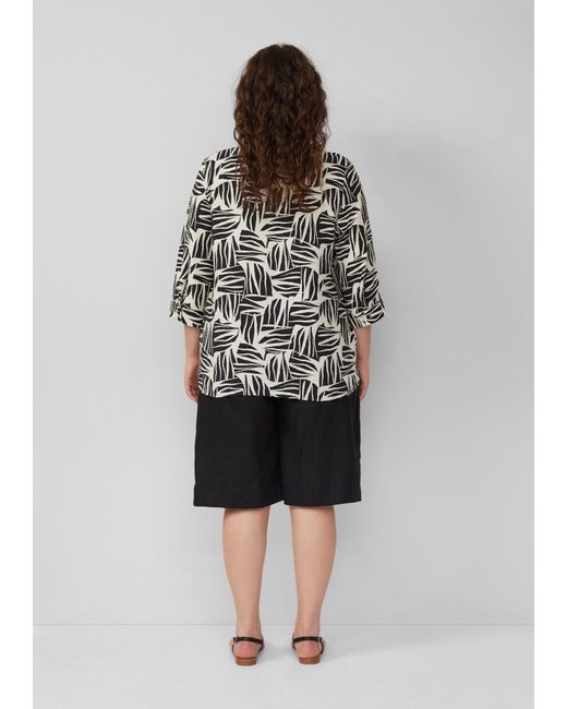 S.oliver Gray Bluse aus strukturiertem Viskosemix mit All-over-Print
