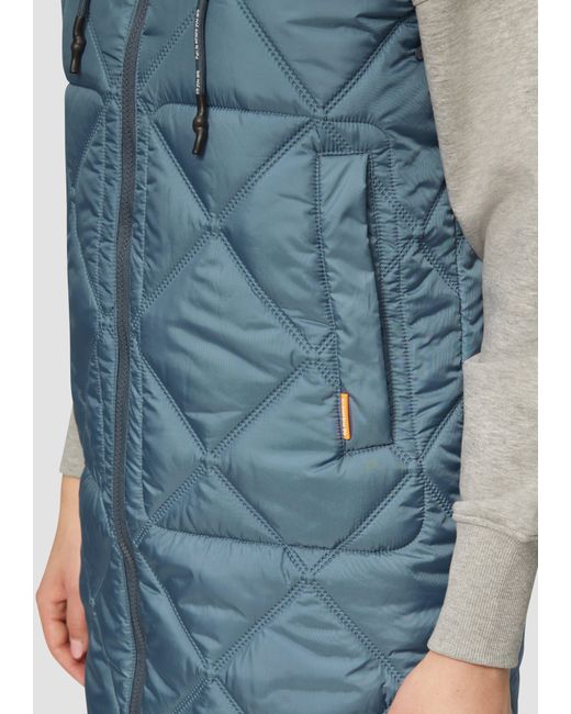 QS Blue Lange Weste mit Prägemuster und Kapuze