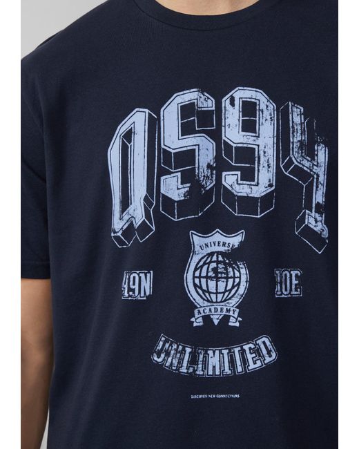 QS T-Shirt mit Frontprint in Blue für Herren