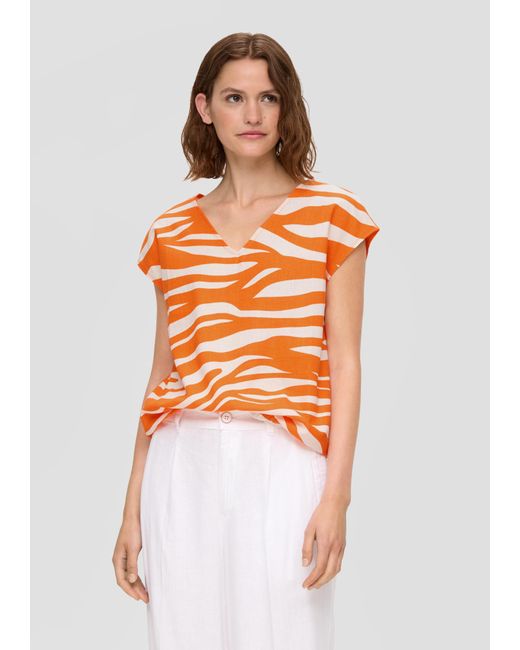 S.oliver Orange Baumwoll-Shirt im Fabricmix