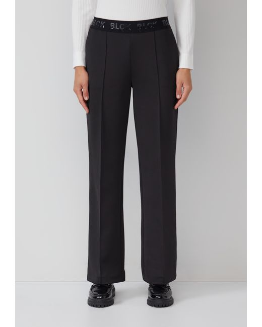 S.oliver White Wide-Leg-Hose aus Scuba mit Logo-Gummibund