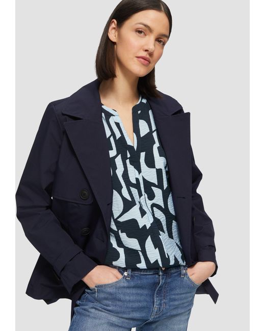 S.oliver Blue Bluse aus Viskosemix mit Raffung