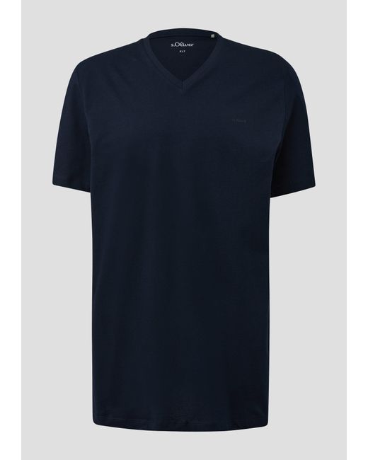 S.oliver T-Shirt mit V-Ausschnitt und Logo-Detail in Blue für Herren
