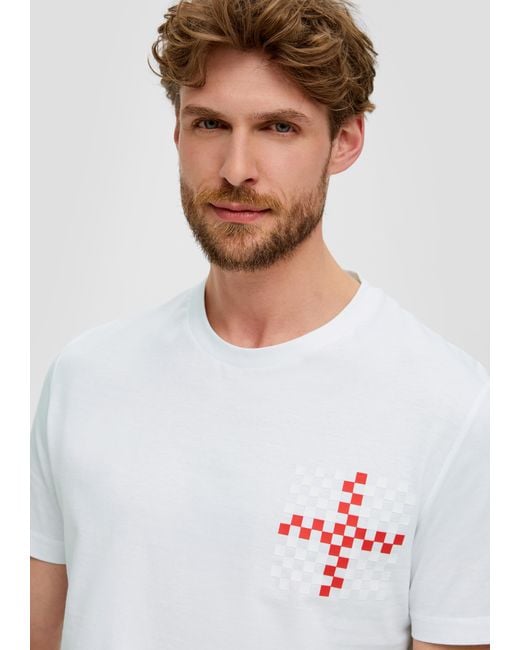 S.oliver Baumwoll-T-Shirt mit EM-Print in White für Herren