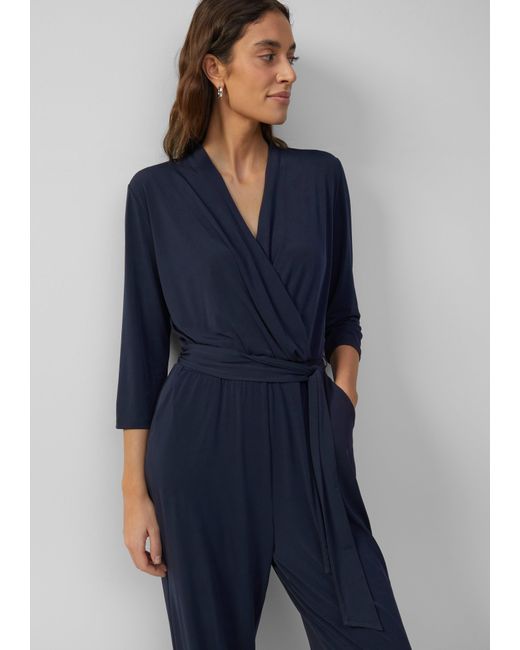 S.oliver Blue Fließender Jumpsuit in Wickeloptik mit Bindegürtel