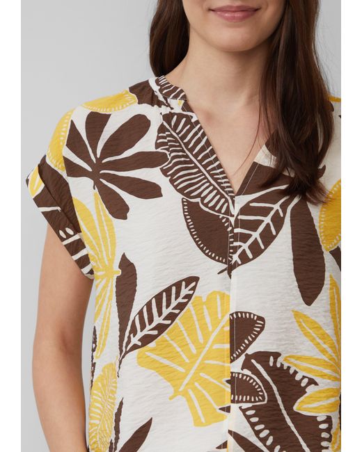 S.oliver Natural Strukturierte Bluse mit Raff-Details