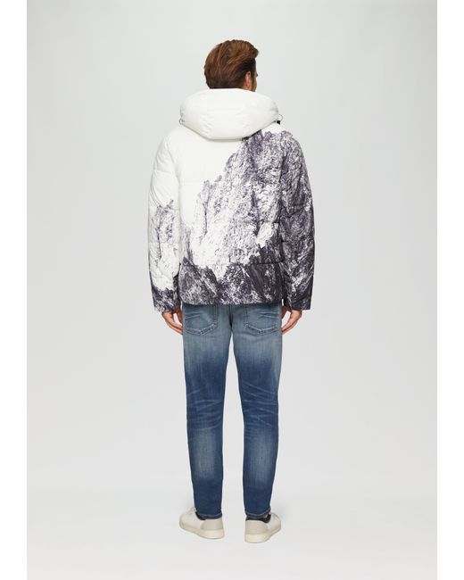 S.oliver Gemusterte Pufferjacke mit abnehmbarer Kapuze in White für Herren