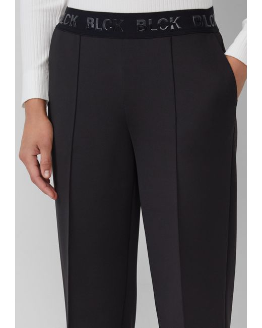 S.oliver White Wide-Leg-Hose aus Scuba mit Logo-Gummibund