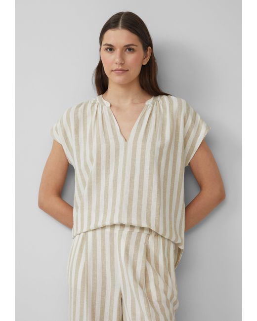 S.oliver Brown Ärmellose Bluse aus Leinenmix im Relaxed Fit
