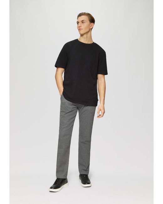 QS Rick: Web-Chino in Woll-Optik in Black für Herren