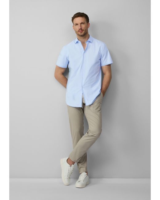 S.oliver Tailored Fit: Feines Kurzarm-Hemd aus hochwertigem Baumwollstretch in White für Herren