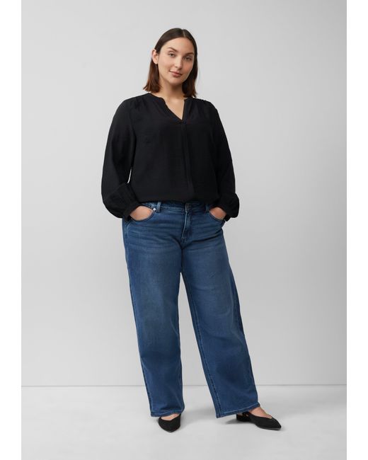 S.oliver Black Strukturierte Bluse aus Viskosemix mit Raffung