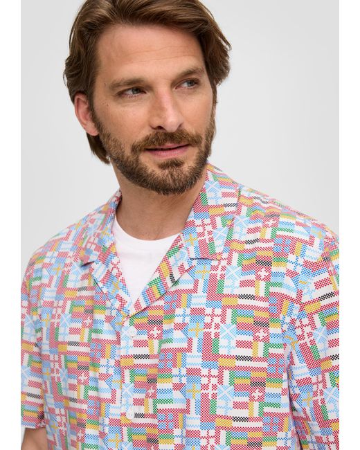 S.oliver Kurzarmhemd mit EM-Print in White für Herren