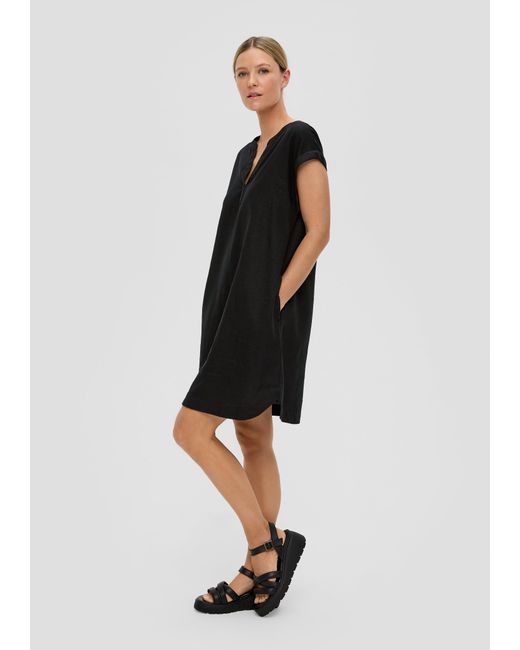 S.oliver Black Midi-Kleid mit Tunika-Ausschnitt