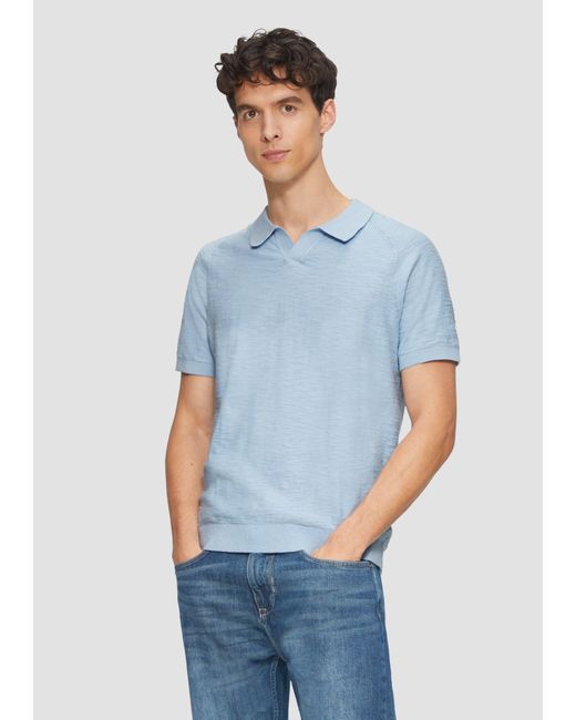 S.oliver Gestricktes Poloshirt mit Flammgarnstruktur in Blue für Herren