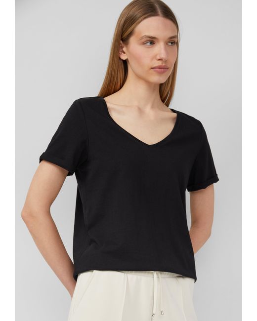 S.oliver Black Weiches T-Shirt aus Baumwolle mit V-Ausschnitt