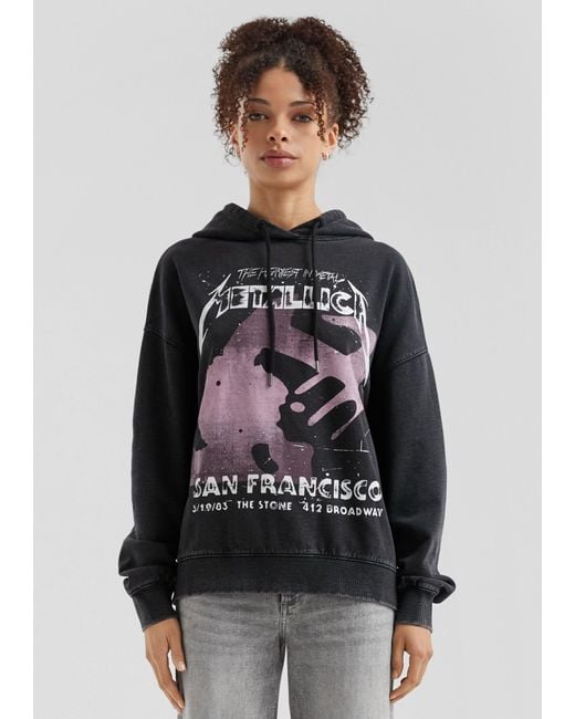 QS Gray Metallica® Band-Sweatshirt mit Wascheffekt