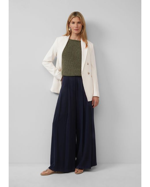 S.oliver Blue Wide-Leg-Hose aus Crêpe mit Falten