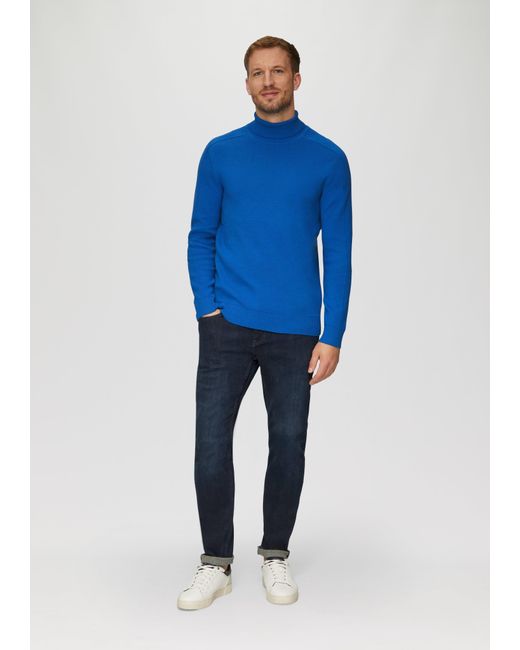 S.oliver Strukturierter Rollkragenpullover mit Naht-Details in Blue für Herren