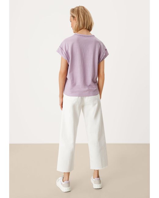 S.oliver Purple T-Shirt mit Häkelspitze