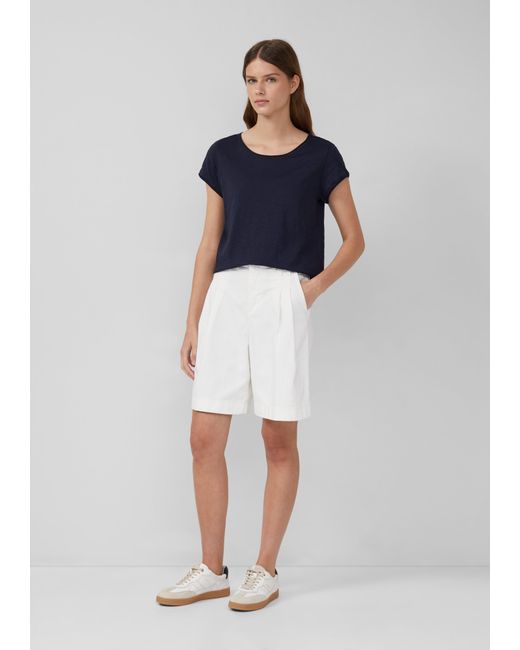 S.oliver Blue T-Shirt mit Rollkanten und Flammgarnstruktur