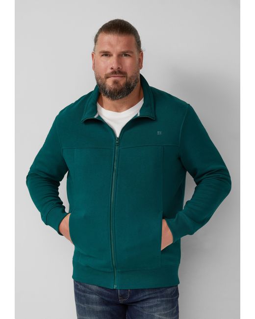 S.oliver Sweatshirt-Jacke mit Stehkragen und Eingrifftaschen in Green für Herren