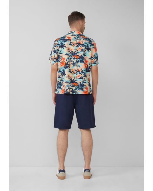 S.oliver Detroit: Chino-Bermuda im Relaxed Fit mit Elastikbund in Blue für Herren
