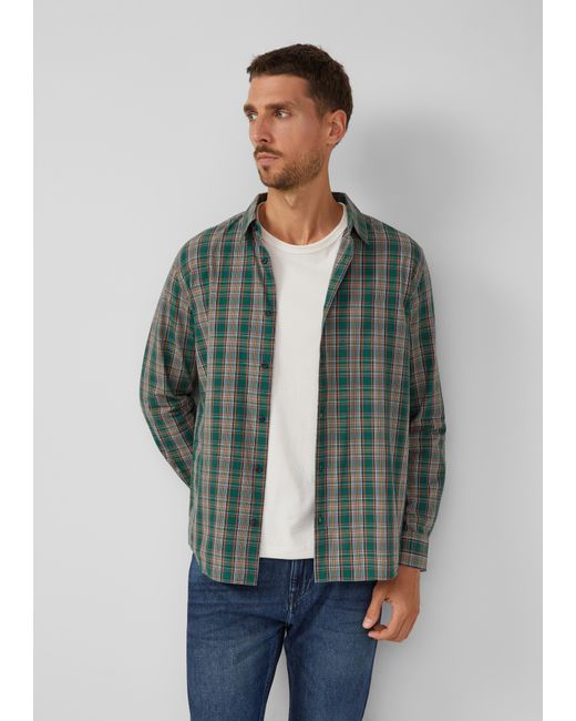 S.oliver Regular Fit: Kariertes Baumwoll-Hemd mit Kentkragen in Green für Herren