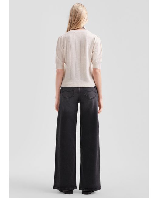 QS White Weicher Kurzarm-Strickpullover