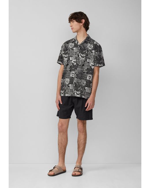 QS Resort Fit: Baumwollhemd mit All-over-Print in Gray für Herren