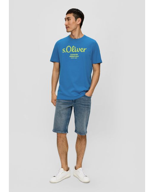 S.oliver T-Shirt aus Baumwolle mit Label-Print in Blue für Herren