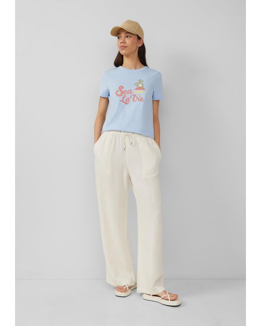 QS White Baumwollshirt mit Frontprint