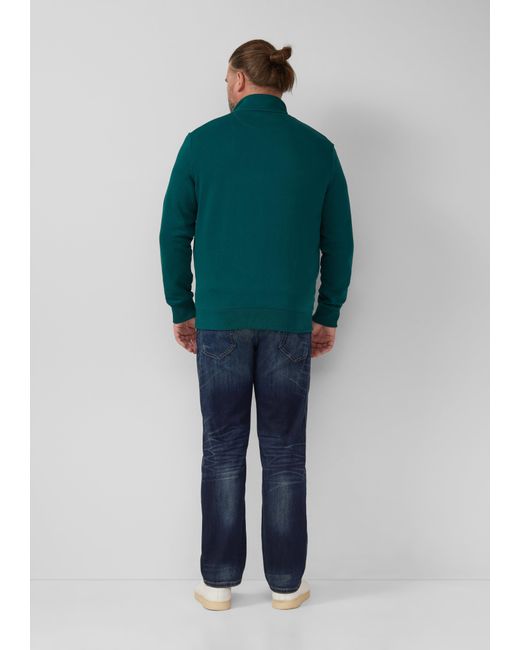 S.oliver Sweatshirt-Jacke mit Stehkragen und Eingrifftaschen in Green für Herren