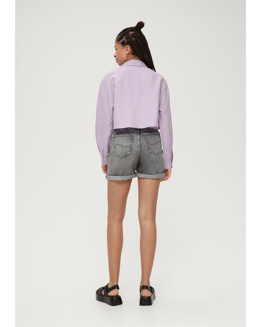 QS Gray Jeans-Shorts Mom / Relaxed Fit / High Rise / Straight Leg