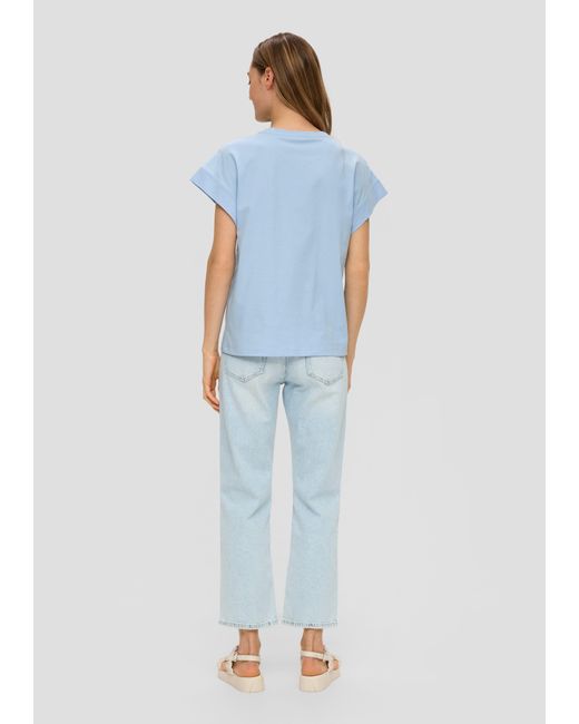 S.oliver Blue Baumwoll-Shirt mit überschnittenen Ärmeln und Frontprint