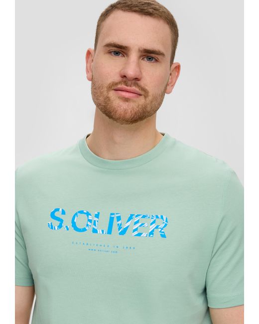 S.oliver T-Shirt aus Baumwolle mit Frontprint in Green für Herren