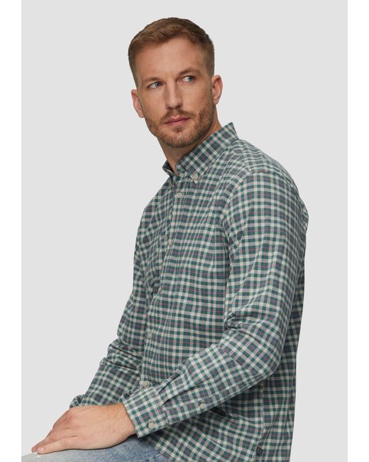 S.oliver Regular Fit: Hemd aus Baumwollstretch mit Button-Down-Kragen in Blue für Herren