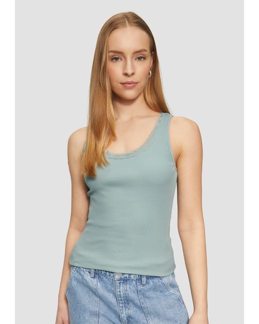 QS Blue Ripptop mit Spitze am Ausschitt