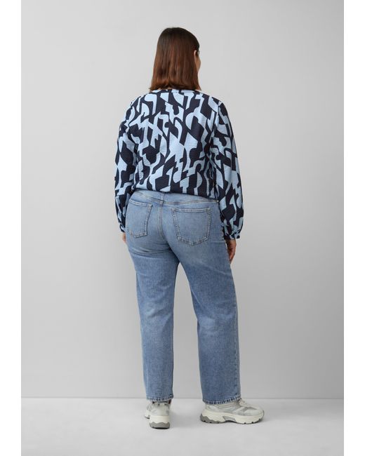S.oliver Blue Strukturierte Bluse aus Viskosemix mit Raffung