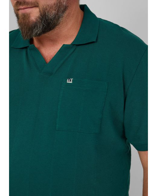 S.oliver Poloshirt mit Struktur-Streifen und offenem Kragen in Green für Herren