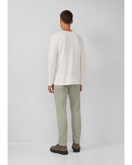 S.oliver Softes Longsleeve mit Crew Neck und Logo-Patch in White für Herren