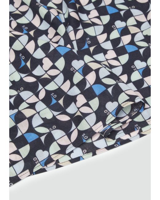 S.oliver Blue Lässiger Loop Schal aus Viskose mit All-over-Print