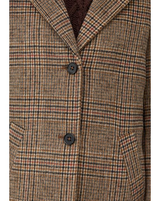S.oliver Natural Wollmixmantel mit Leo-Muster und Eingrifftaschen