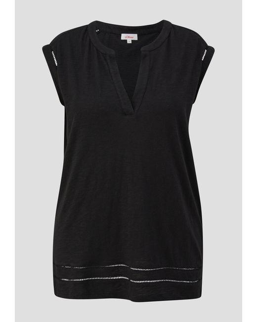 S.oliver Black Relaxed-Fit-Shirt mit Spitzen-Details