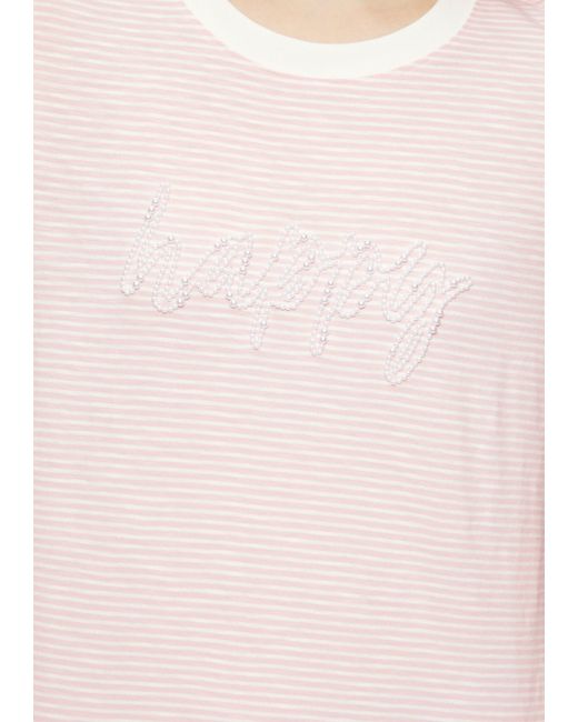 S.oliver Natural Streifenshirt mit Schmuckperlen